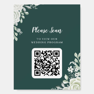 Green Leaf QR Code Wedding Foam Board