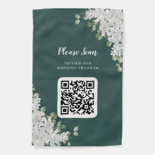 Green Leaf QR Code Wedding Garden Flag