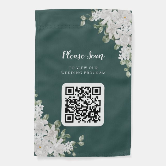 Green Leaf QR Code Wedding Garden Flag (Front)