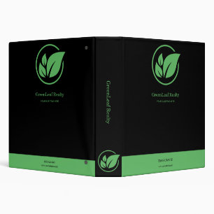 Green leaf Real estate white Marble custom Busines 3 Ring Binder