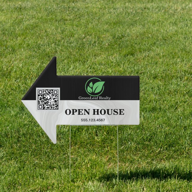 Green leaf Real estate white Marble custom Sign (Insitu)