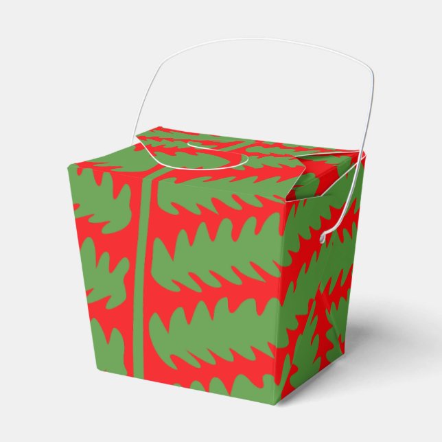 Green Leaf Red Take Out Favor Box (Front Side)