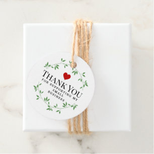 Green leaf round leaves thank you classic roun favor tags