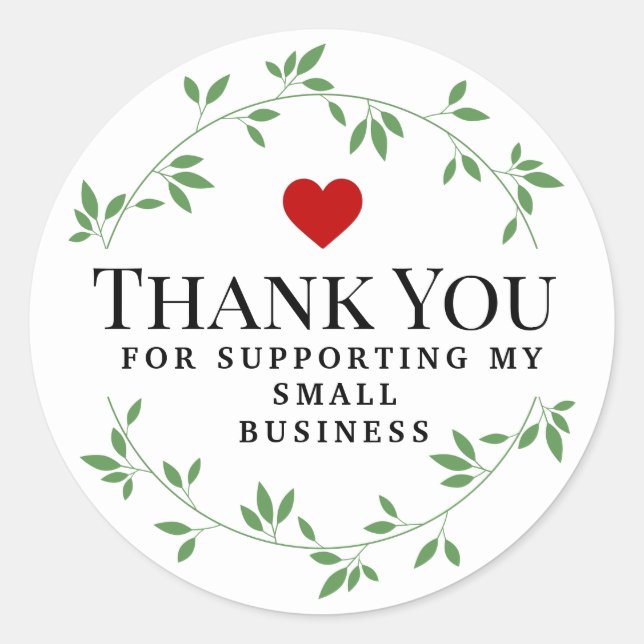 Green leaf round leaves  | thank you  classic round sticker (Front)