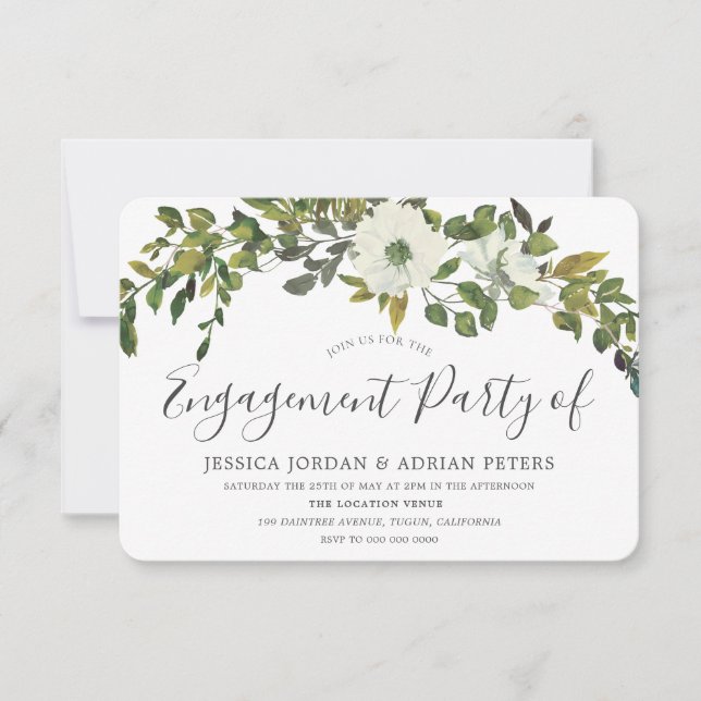 Green Leaf Rustic Country Garden Engagement Party Invitation (Front)