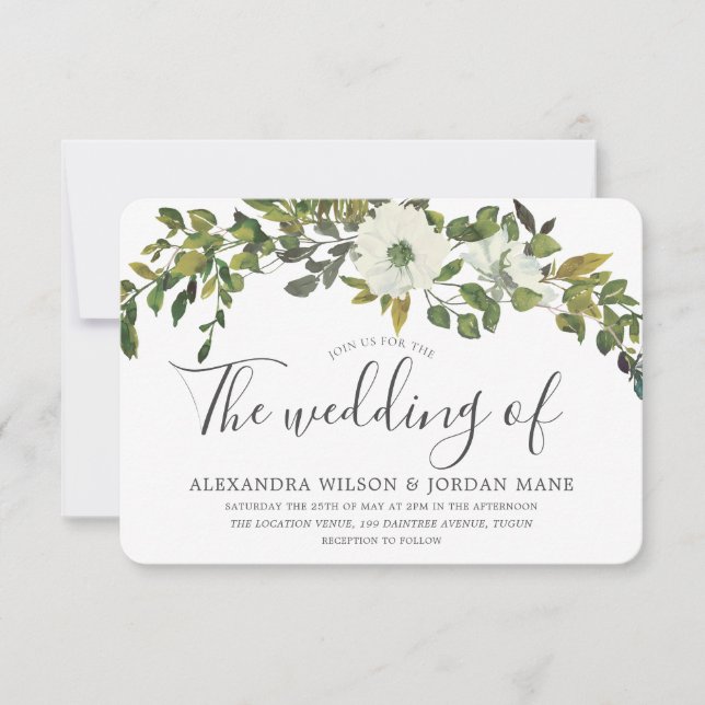 Green Leaf Rustic Country Garden Wedding Invitation (Front)