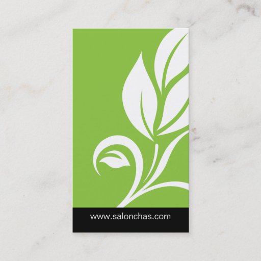 Customizable Green Leaf Salon Spa Business Card