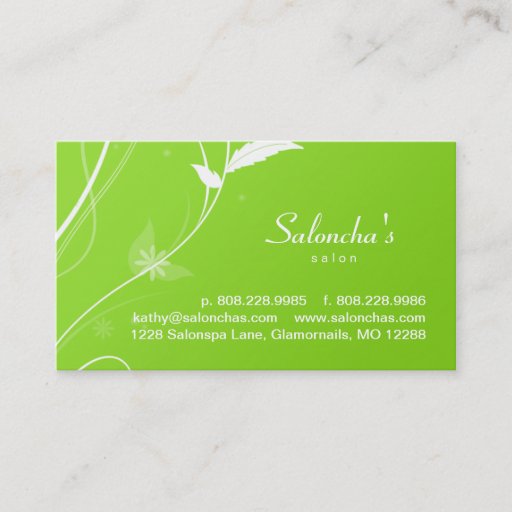 Customizable Green Leaf Salon Spa or Landscaping Business Card