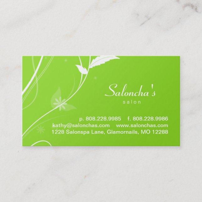 Green Leaf Salon Spa or Landscaping Business Card (Front)
