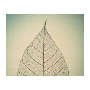 Green Leaf Skeleton Wood Wall Art
