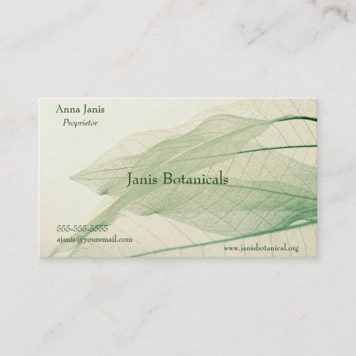 Customizable green leaf skeletons business card