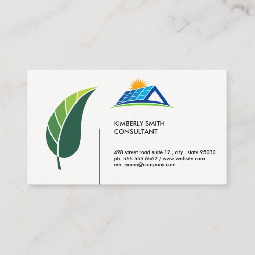 Green Leaf  Solar Panel Business Card