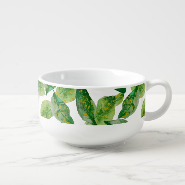 Green leaf soup mug (Left)