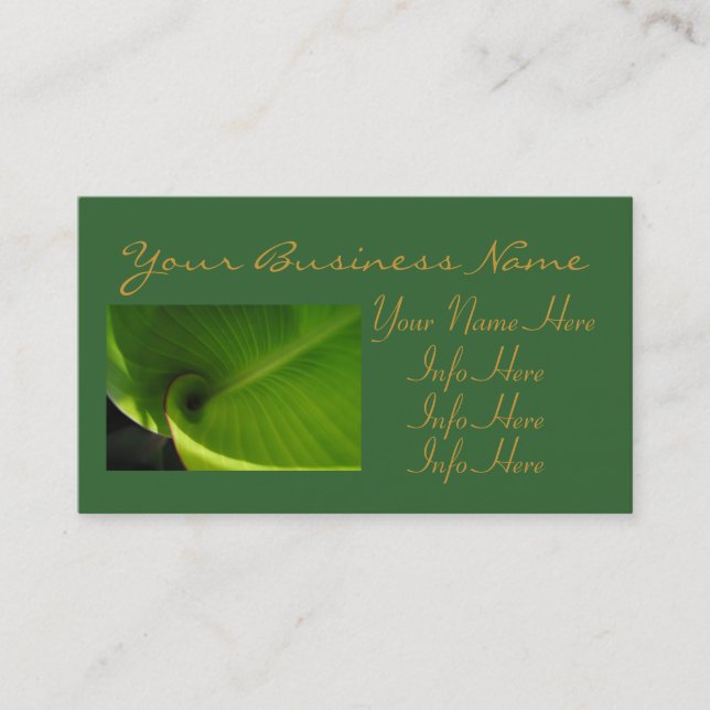 Green Leaf Swirl Business Card (Front)