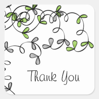 Green Leaf Thank You Square Sticker