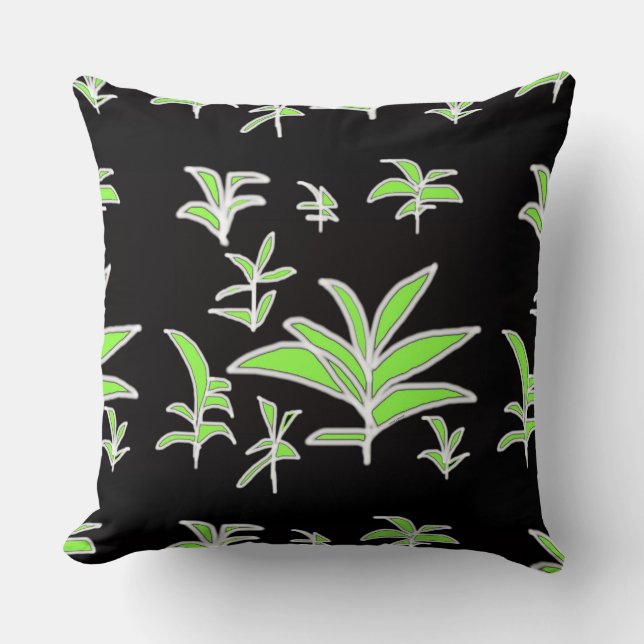 Green Leaf  Throw Pillow (Front)