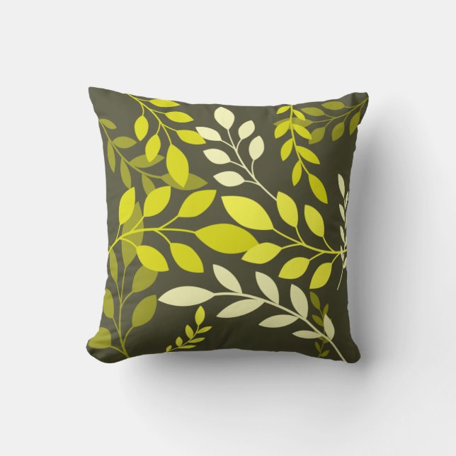 Green Leaf Throw Pillow (Front)
