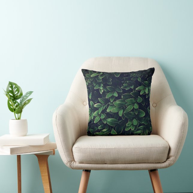 Green Leaf  Throw Pillow (Chair)