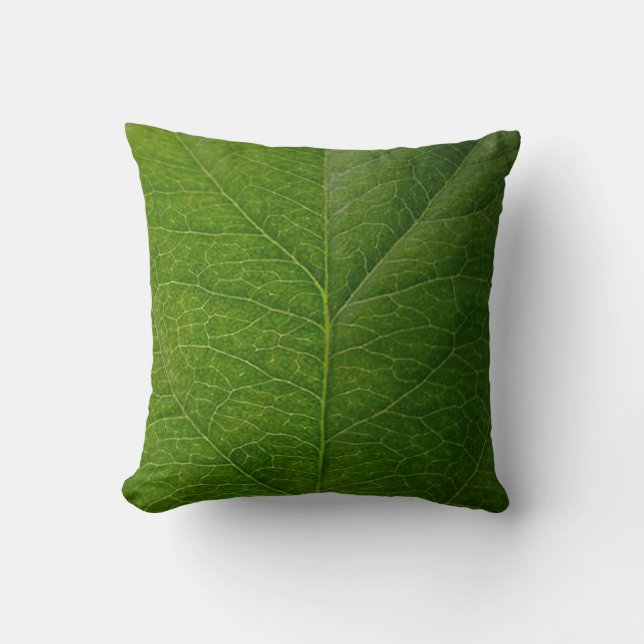 Green Leaf Throw Pillow (Front)