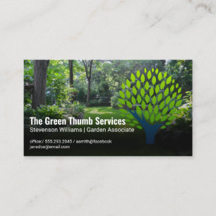 Green Leaf Tree Logo Backyard Landscape Business Card