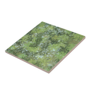Green Leaf Trees With Blue Sky Peaking Through Art Ceramic Tile