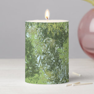 Green Leaf Trees With Blue Sky Peaking Through Art Pillar Candle