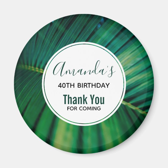 Green Leaf Tropical Forest Nature Photo Birthday Magnet (Front)