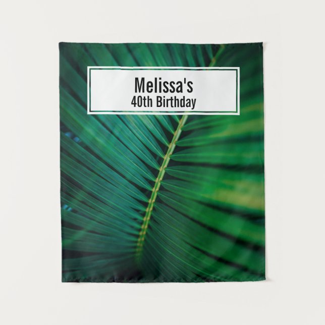 Green Leaf Tropical Forest Nature Photo Birthday Tapestry (Front)