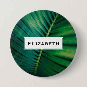 Green Leaf Tropical Forest Nature Photo Button