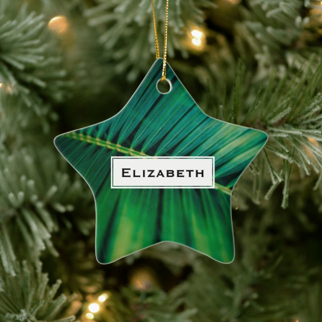 Green Leaf Tropical Forest Nature Photo Ceramic Ornament (Tree)