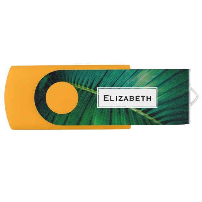 Green Leaf Tropical Forest Nature Photo Flash Drive (Front)
