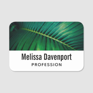 Green Leaf Tropical Forest Nature Photo Name Tag