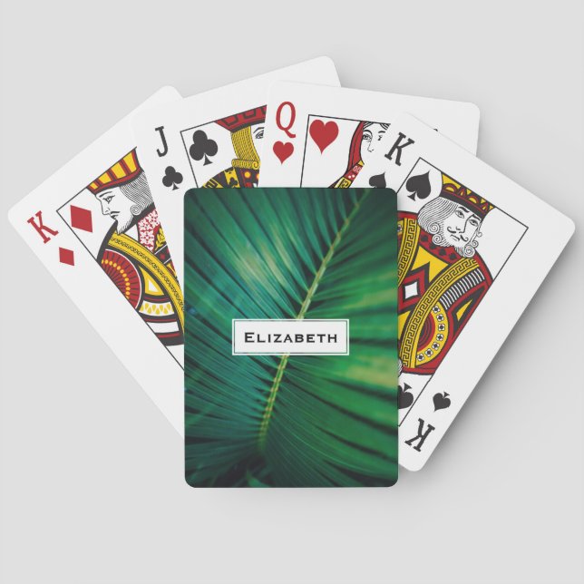 Green Leaf Tropical Forest Nature Photo Poker Cards (Back)