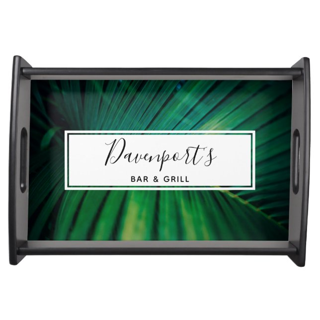 Green Leaf Tropical Forest Nature Photo Serving Tray (Front)