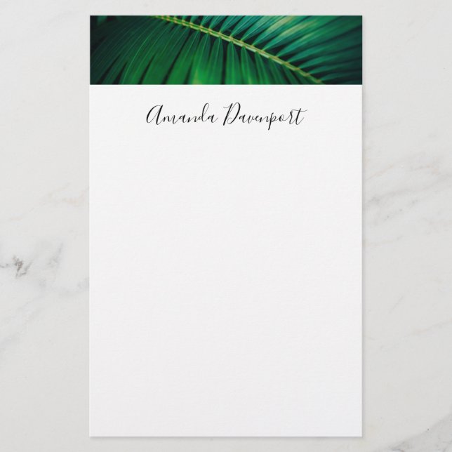 Green Leaf Tropical Forest Nature Photo Stationery (Front)