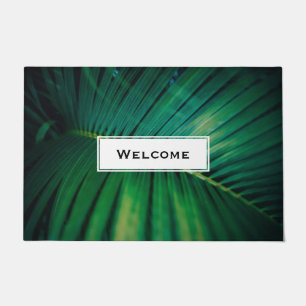 Green Leaf Tropical Forest Nature Photo Welcome Doormat