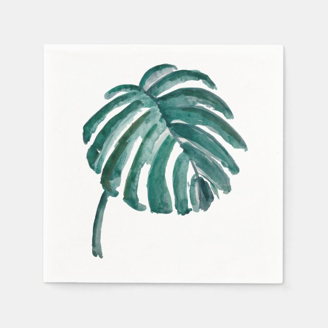 Green Leaf Tropical Print Napkins (Front)