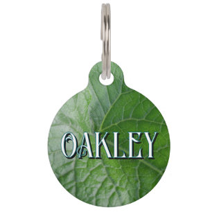 Green Leaf Vein Detail Pet ID Tag