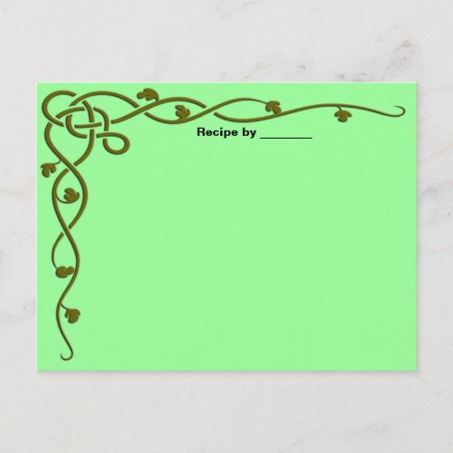 Green Leaf Vine Recipe Blank Card