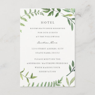 Green Leaf Wedding Hotel Accommodation Enclosure Card