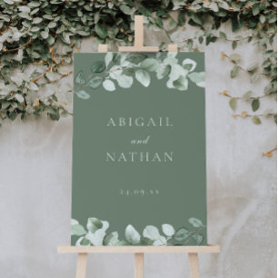 Green Leaf Wedding Welcome Ceremony Foam Board