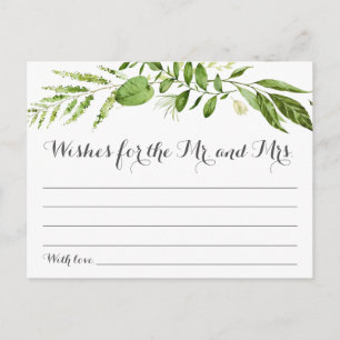Green Leaf Wedding Wishes Cards, Rustic Greenery Postcard