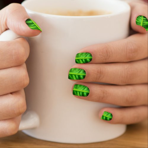 Green Leaf with Dew Drops _ Green Morning MIGNED Minx Nail Art