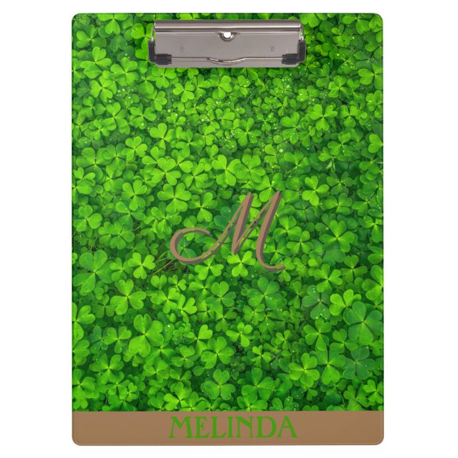 Green Leaf with Monogram Clipboard (Front)
