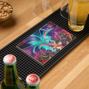 Green Leaf with Rain Drops Bar Mat