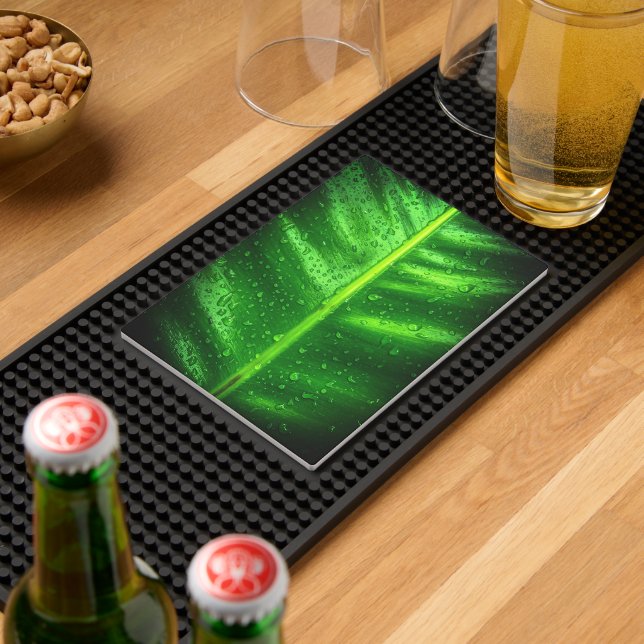 Green Leaf with Rain Drops Bar Mat (Insitu (Bar 2))
