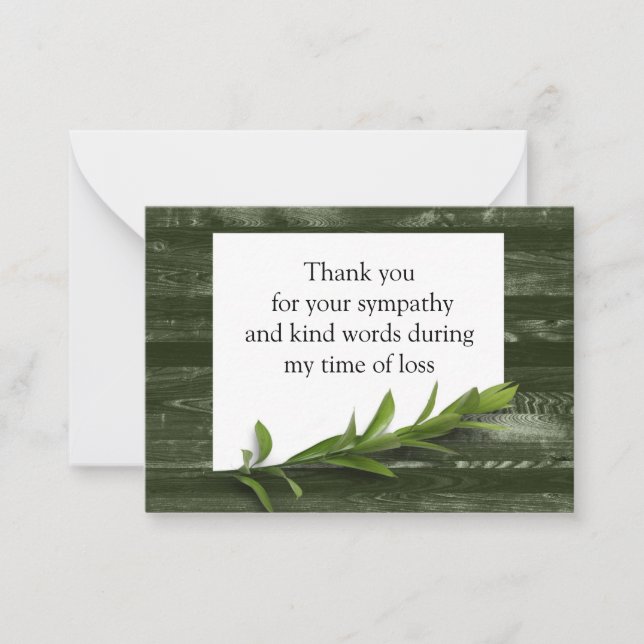 Green Leaf Wood Pattern Thank You Cards (Front)