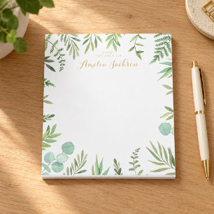 Green Leaf Wreath Personalized Notepad Stationery