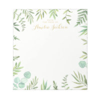 Green Leaf Wreath Personalized Notepad Stationery