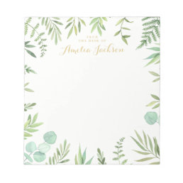 Green Leaf Wreath Personalized Notepad Stationery